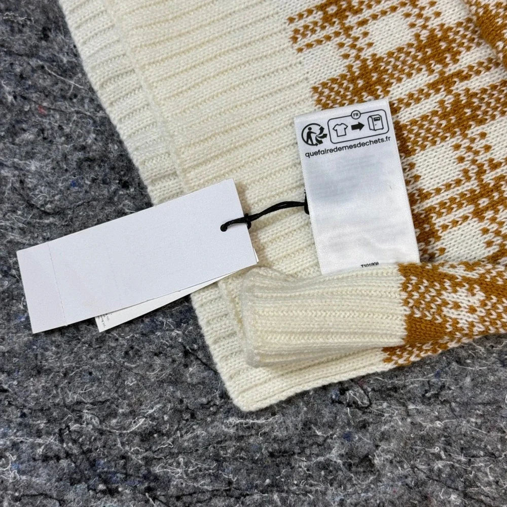 Timberland‎ Mens Plaid Knit Scarf Wheat Cream Acrylic Winter Scarf NWT